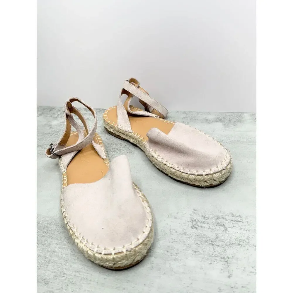 Splendid Espadrille Size 6 Pink‎ Leather Suede Ankle Strap Padded Round Toe Shoe